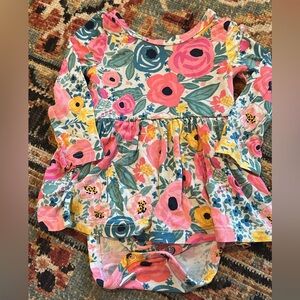 Little Sleepies Secret Garden 0-3m Dress - Pink, Blue, Yellow